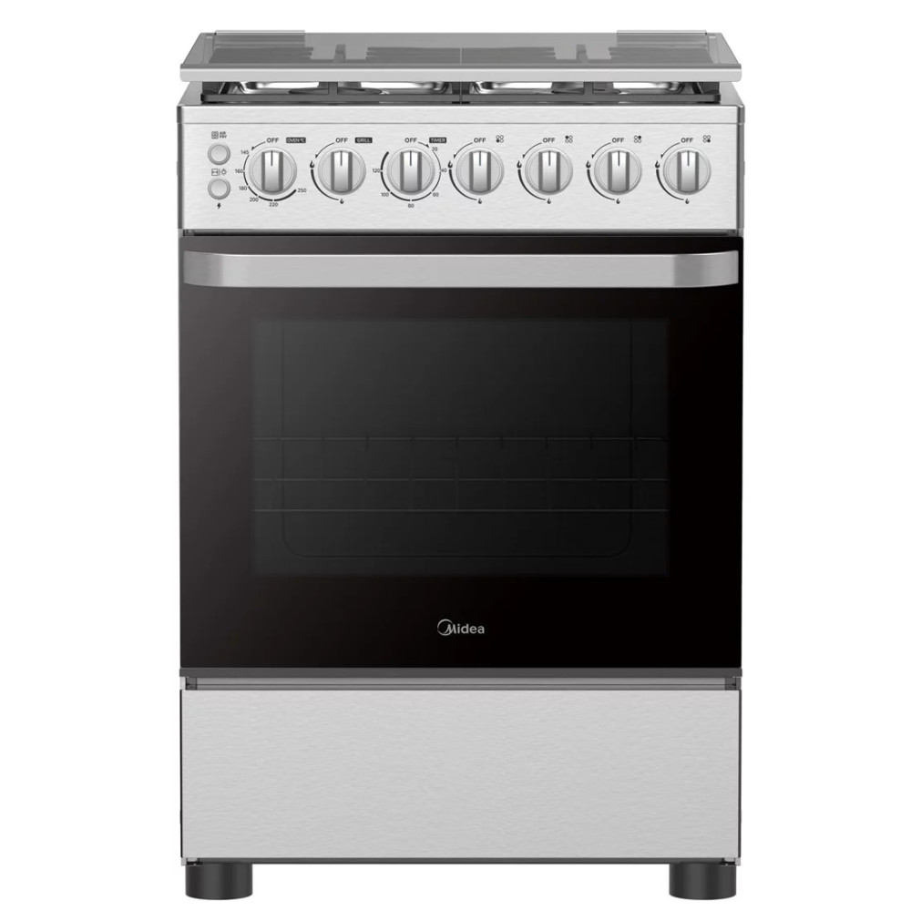 MIDEA GAZINIERE 4 FEUX 60*60 NOIR ECONOMIE 35% FOUR - INOX - 24TMG4G081-B