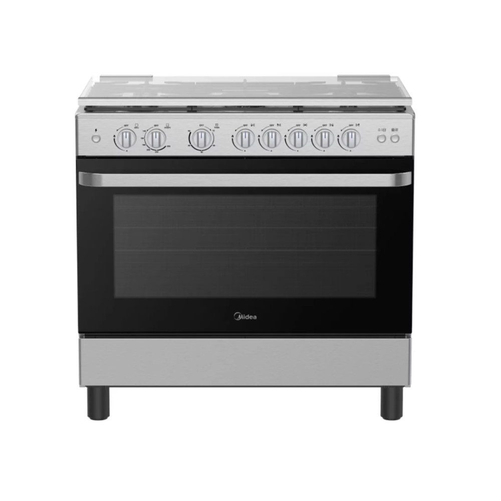 MIDEA GAZINIERE 5 FEUX 90*60 INOX-VITRE - 10% PLUS EFFICACE - 36LMG5G080V