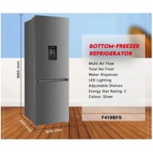 Réfrigérateur double porte TCL F410BFS à congélateur inférieur - 309 L - Gris