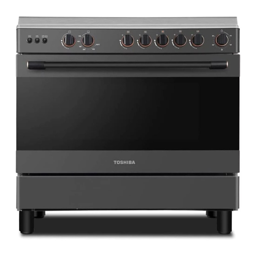 TOSHIBA GAZINIERE 5 FEUX GRIS-NOIR ALLUMAGE AUTO- TBA-36LMG5G089KS