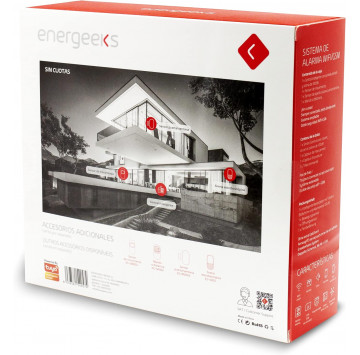 ENERGEEKS EG-AW002 Kit d'alarme sans frais WiFi et GSM avec batterie d'urgence Smart Home Compatible avec Alexa et Google Home