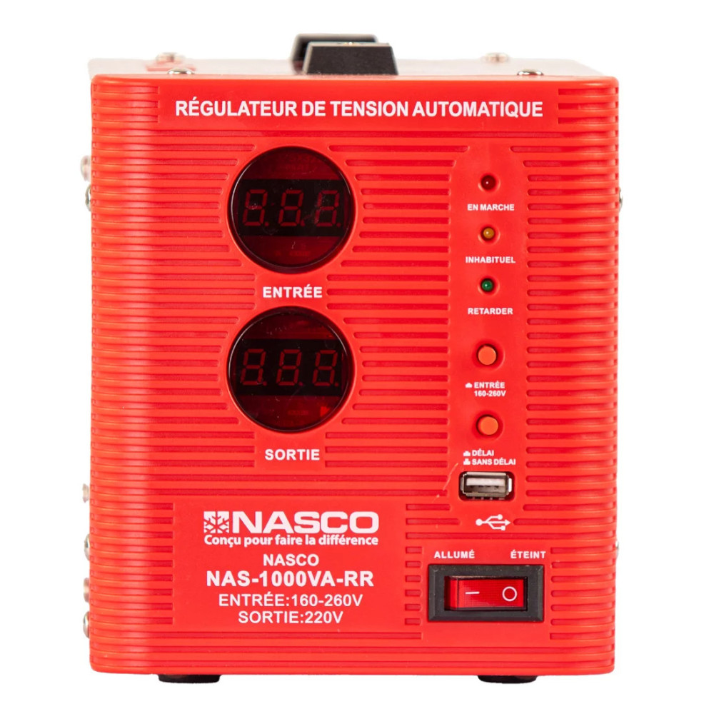 NASCO STABILISATEUR AUTOMATIQUE 1500VA COMPTEUR DIGITAL - NAS-1500VA-RR