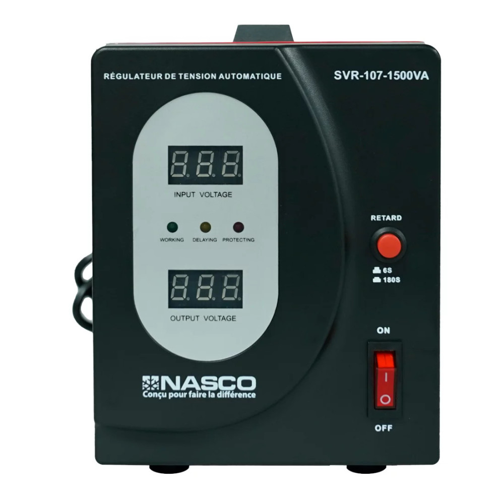 NASCO STABILISATEUR 1500VA AFFICHAGE LCD 4 RELAIS - SVR-107-1500VA