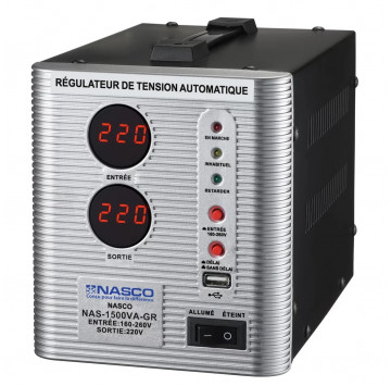 NASCO STABILISATEUR AUTOMATIQUE 1500VA COMPTEUR DIGITAL - NAS-1500VA-GR