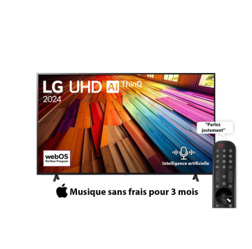 Smart TV  LG UHD UT80 4K, 75 pouces, Télécommande Magique IA HDR10 webOS24 2024