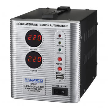 NASCO STABILISATEUR AUTOMATIQUE 1000VA COMPTEUR DIGITAL - NAS-1000VA-GR