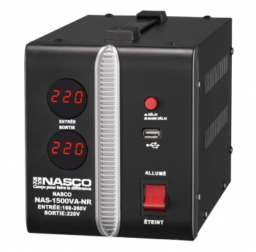 NASCO STABILISATEUR AUTOMATIQUE 1500VA COMPTEUR DIGITAL - NAS-1500VA-NR