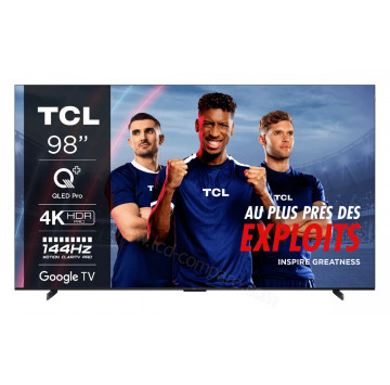 TCL TV QLED 98'' /4K Q+ PRO/HDR 10+/T-SCREEN/ONKYO-MEMC/GOOGLE TV/ DOLBY ATMOS/APPLE AIR PLAY