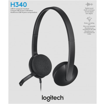 Logitech Casque USB H340, Stéréo, Casque USB pour Windows et Mac - Noir