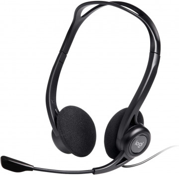 Logitech 960 Casque Filaire, Ecouteurs Stéréo avec Micro Anti-Parasite, USB, Poids Léger, Commandes Intégrées sur le Cordon, P