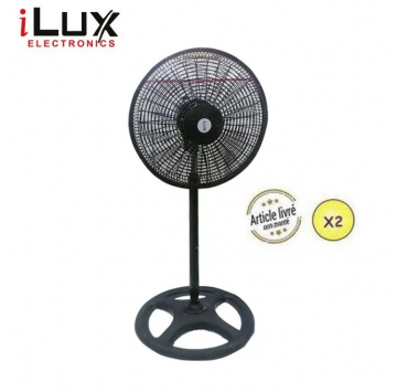 Ilux 2 Ventilateurs 18 Pouces – LXF-1805 – 5 Hélices – Noir