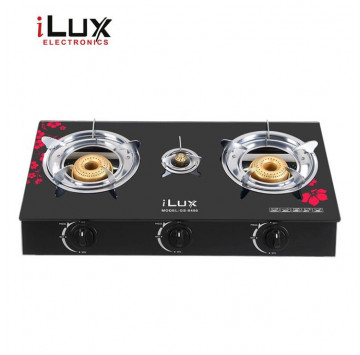 Ilux Cuisinière à Gaz - Allumage Automatique - Réchaud Vitré - GS-8400 - 3 Feux - Noir