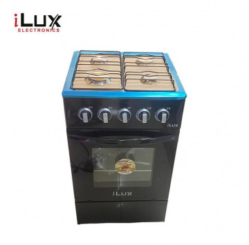 Ilux Cuisinière - Gaz 4 Feux LXG-55B - Noir - Garantie 6 Mois