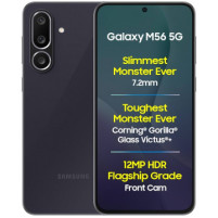 Samsung Galaxy M56 5G (noir, 8 Go de RAM, 128 Go de stockage) | Le téléphone le plus mince du segment | Gorilla Glass Victus+