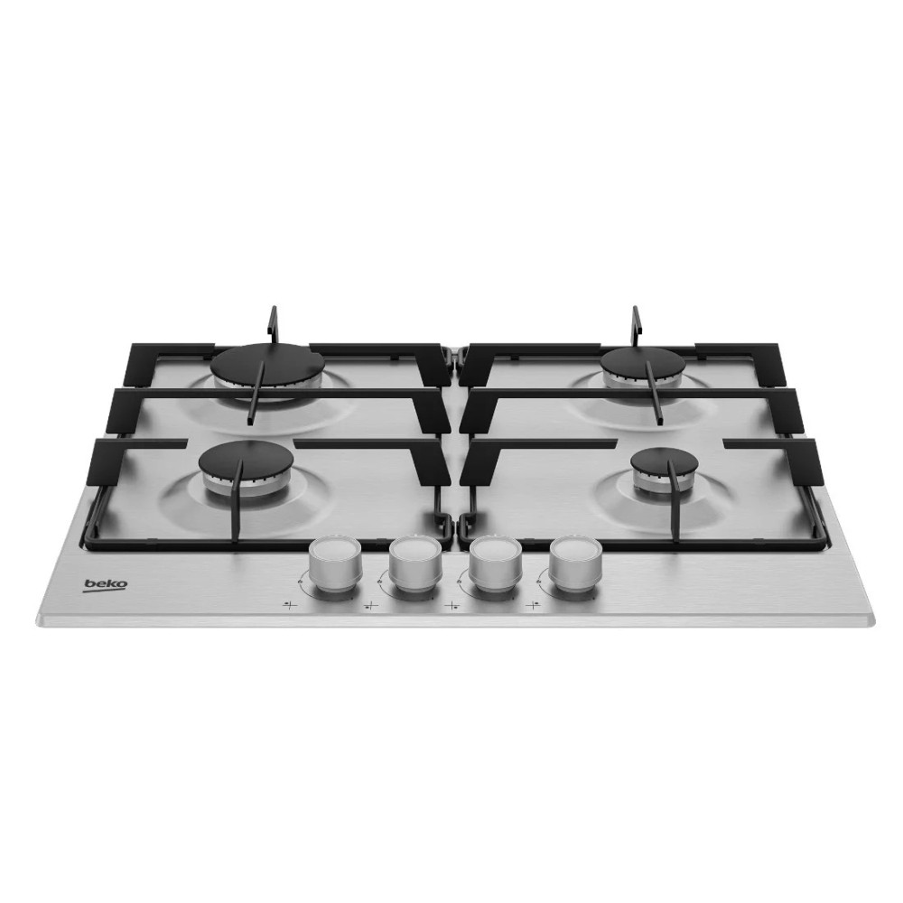 BEKO TABLE DE CUISSON ENCASTRABLE EN ACIER INOXYDABLE - 4 BRULEURS A GAZ - HIAG64225SX