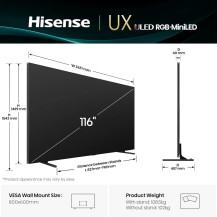 HISENSE TV LED 116" VIDAA CONNECTEE 4K UHD MINI-LED-ULED X - 288Hz HSR - 116UX