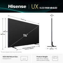 HISENSE TV LED 116" VIDAA CONNECTEE 4K UHD MINI-LED-ULED X - 288Hz HSR - 116UX